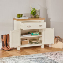 The Furniture Market Cotswold Cream Painted 2 Door 1 Drawer Small Sideboard - thumbnail 2