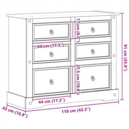 Berkfield Chest Of Drawers Corona 110X43X91 Cm Solid Wood Pine - thumbnail 9