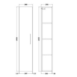 Dezine Avon 2 300mm Charcoal Black Tall Unit - thumbnail 2