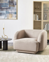 Beliani  Armchair Skjanes Fabric Taupe - thumbnail 2