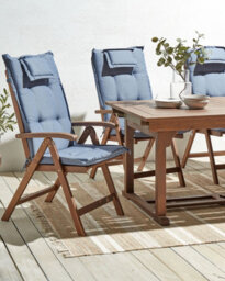 Beliani Set Of 6 Garden Chairs With Cushions Amantea Acacia Wood Blue - thumbnail 2