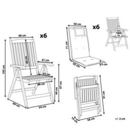 Beliani Set Of 6 Garden Chairs With Cushions Amantea Acacia Wood Blue - thumbnail 3