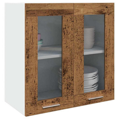Berkfield Kitchen Wall Cabinet With Glass Door Old Wood 60X31X60 Cm - image 1