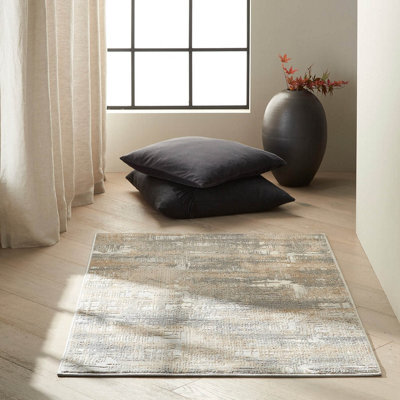 Grey Beige Modern Abstract Machine Made Rug For Living Room Bedroom And Dining Room-160Cm X 221Cm - image 1