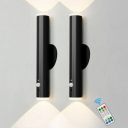 Harper Living Wall Lights Set Of 2 Battery Operated, Led Rechargeable Wall Lamp, Dimmable And Colour Changing Wall Sconces, Black
