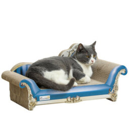 Pawhut Cat Scratching Board 2-In-1 Cardboard Lounge With Catnip, Blue - thumbnail 2