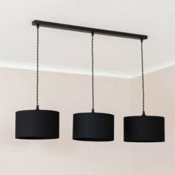 Valuelights Reni Black Fabric Drum Shade 3 Drop Bar Black Diner Ceiling Light And Bulbs - thumbnail 3