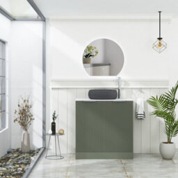 Royal Bathrooms Evora 800mm Sage Green Fluted Floor Standing Countertop Vanity Unit 2 Door With Milan Black Basin - thumbnail 2