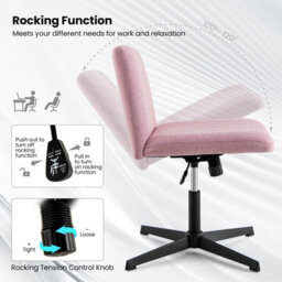 Costway Criss Cross Legged Chair Home Office Chair W/ Wide Padded Seat - thumbnail 5