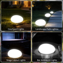 Amorly 1Pcs Led Solar Powered Goose White Stone Lights, White Light Outdoor Courtyard Decorative Tile Stone Lights Wireless Twilight - thumbnail 3