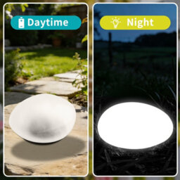 Amorly 1Pcs Led Solar Powered Goose White Stone Lights, White Light Outdoor Courtyard Decorative Tile Stone Lights Wireless Twilight - thumbnail 2