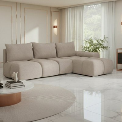 Galeria Corner Sofa Bed With Storage Right Hand Beige - image 1