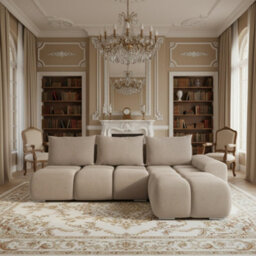 Galeria Corner Sofa Bed With Storage Right Hand Beige - thumbnail 2