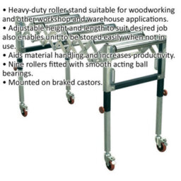 Versatile 450mm To 1300mm Extending Roller Stand For Woodworking - 130Kg Capacity - thumbnail 2
