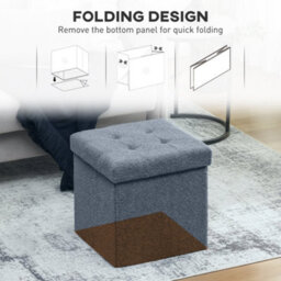 Wyld Haus Fazi Sherpa Fleece Blue Foldable Storage Ottoman With Diamond-Tufted Lid, 38 X 38 X 38 Cm - thumbnail 7