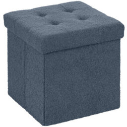 Wyld Haus Fazi Sherpa Fleece Blue Foldable Storage Ottoman With Diamond-Tufted Lid, 38 X 38 X 38 Cm - thumbnail 2