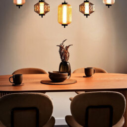 Wyld And Coco Aurora Pendant Lamp, Iron Finish, Multicolour Smoked Glass, 5-Light, Adjustable Height - thumbnail 2
