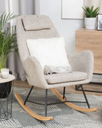 Beliani Rocking Chair Arrie Fabric Light Beige - thumbnail 2