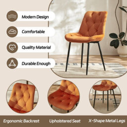 Sonara Set Of 2 Modern Velvet Dining Chairs With Ergonomic Upholstered Seats - thumbnail 6