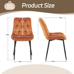 Sonara Set Of 2 Modern Velvet Dining Chairs With Ergonomic Upholstered Seats - thumbnail 2