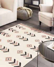 Beliani Rug Niavan Beige 160 X 230 Cm Cotton Kilim - thumbnail 2