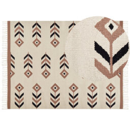 Beliani Rug Niavan Beige 160 X 230 Cm Cotton Kilim - thumbnail 1