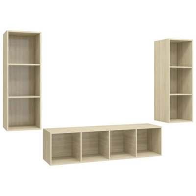 Berkfield Practical 3 Piece Tv Cabinet Set Sonoma Oak Engineered Wood - image 1