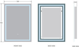 Affine 500 X 700mm Bathroom Mirror Led Lights Wall Mounted Battery Power Touch Sensor - thumbnail 6