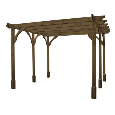 Rutland County Garden Furniture Premium Pergola 6 Posts - Wood - L420 X W720 X H270 Cm - Rustic Brown - image 1