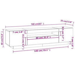 Vidaxl Tv Cabinet With Led Lights Concrete Grey 160X35X40 Cm - thumbnail 3