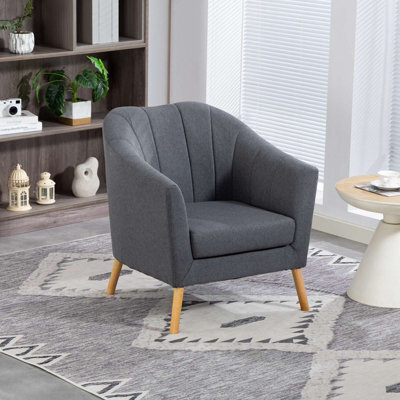 Westwood Modern Tub Chair, Upholstered Arm Chair Comfy Single Sofa Grey - image 1