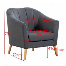Westwood Modern Tub Chair, Upholstered Arm Chair Comfy Single Sofa Grey - thumbnail 9