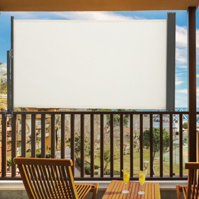 Living And Home Beige Outdoor Patio Retractable Side Awning Balcony Sunshade Blind 300Cm X 120 Cm - image 1