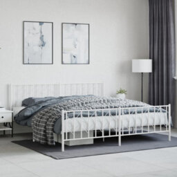 Berkfield Metal Bed Frame Without Mattress With Footboard White 193X203Cm