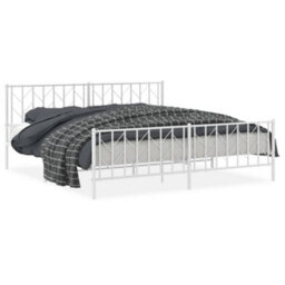 Berkfield Metal Bed Frame Without Mattress With Footboard White 193X203Cm - thumbnail 2