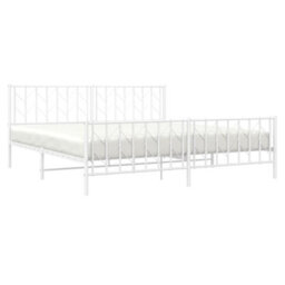 Berkfield Metal Bed Frame Without Mattress With Footboard White 193X203Cm - thumbnail 3