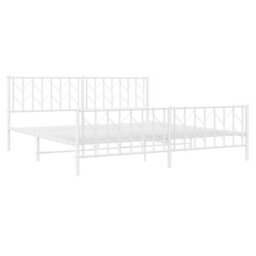 Berkfield Metal Bed Frame Without Mattress With Footboard White 193X203Cm - thumbnail 4