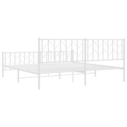 Berkfield Metal Bed Frame Without Mattress With Footboard White 193X203Cm - thumbnail 7
