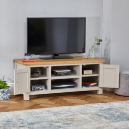 The Furniture Market Cotswold Grey Painted Widescreen Tv Unit Up To 60 Tv Size - thumbnail 2