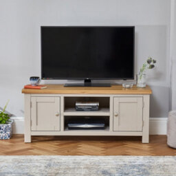 The Furniture Market Cotswold Grey Painted Widescreen Tv Unit Up To 60 Tv Size - thumbnail 3