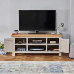The Furniture Market Cotswold Grey Painted Widescreen Tv Unit Up To 60 Tv Size - thumbnail 4