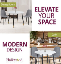 Hallowood Furniture Finley Small Round Dining Table In Marble Finish With 2 Dark Grey Fabric Chairs - thumbnail 6