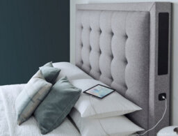 Europa Titan Tv Bed Frame With Speakers Light Grey Linen Fabric - thumbnail 3