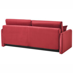 Beliani Sofa Bed 3 Seater Egge Velvet Burgundy - thumbnail 6