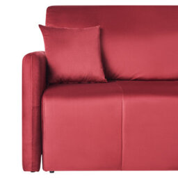 Beliani Sofa Bed 3 Seater Egge Velvet Burgundy - thumbnail 7