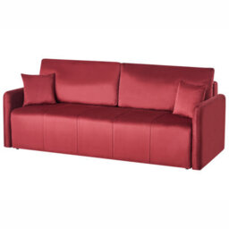 Beliani Sofa Bed 3 Seater Egge Velvet Burgundy - thumbnail 4