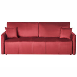 Beliani Sofa Bed 3 Seater Egge Velvet Burgundy - thumbnail 1