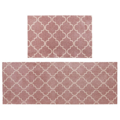 Jvl Mega Machine Washable Doormat And Runner, Rose Lattice - image 1