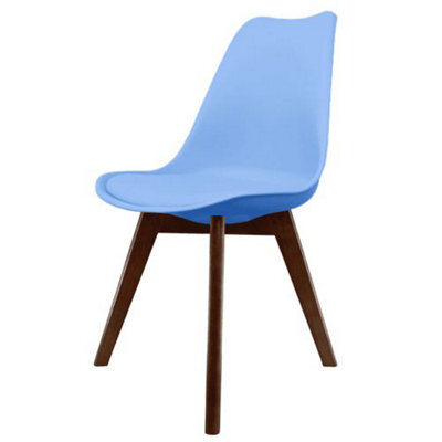 Fusion Living Soho Light Blue Plastic Dining Chair With Squared Dark Wood Legs - image 1