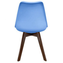 Fusion Living Soho Light Blue Plastic Dining Chair With Squared Dark Wood Legs - thumbnail 4